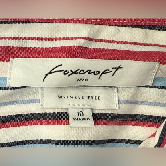 Foxcroft Women's Red White & Blue Striped Button Up Shirt Size 10 USA Patriotic - Picture 5 of 9